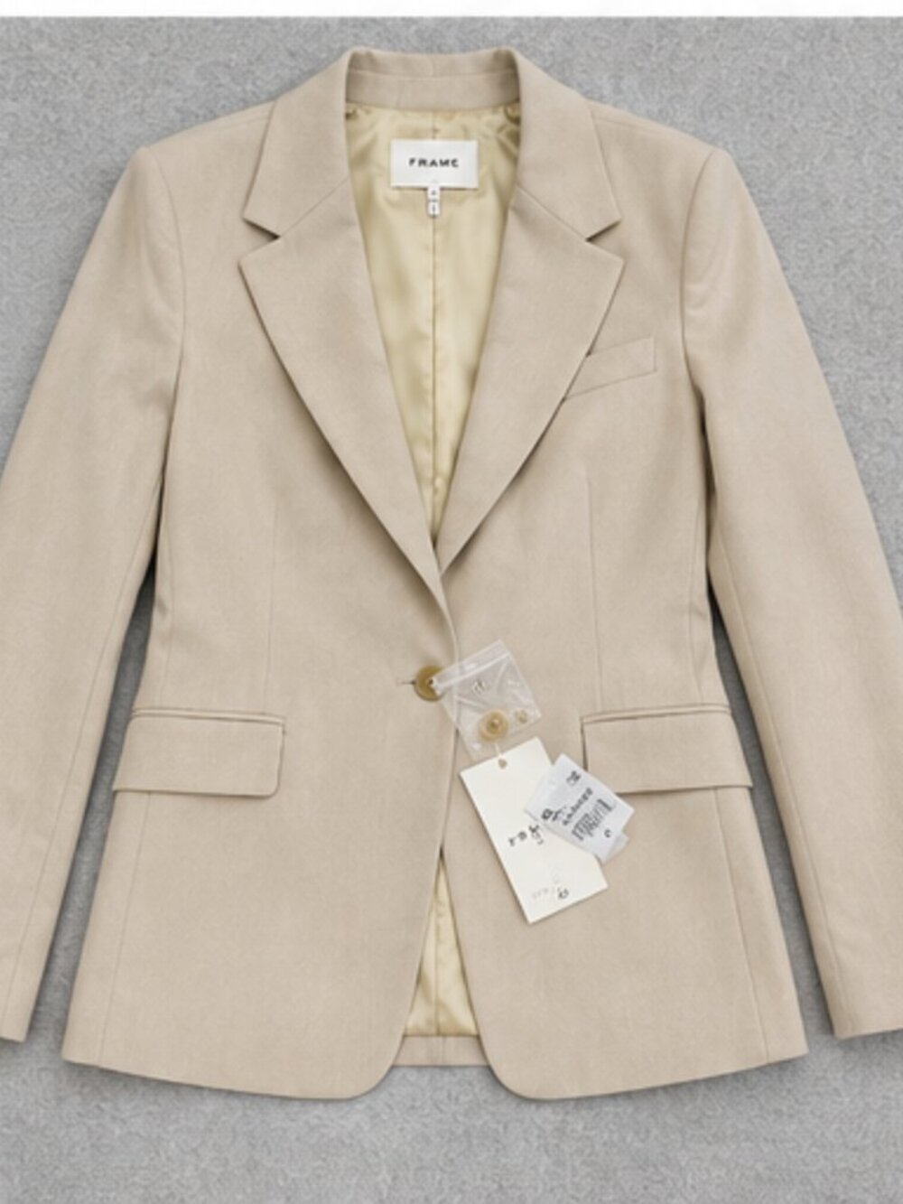 FRAME Beige Single Button Blazer Size 4 NWT